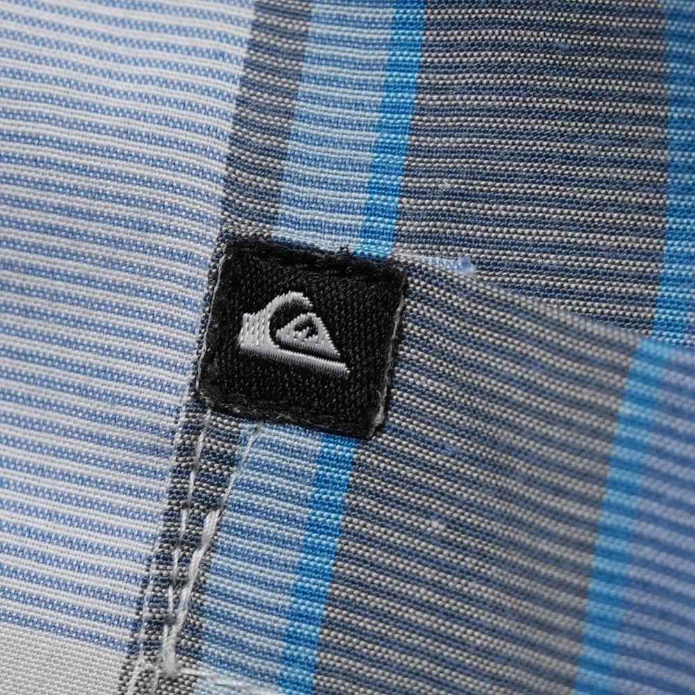 Quiksilver Plaid Button Up Mens Large Blue Short Sleeve Pocket Shirt - Picture 10 of 16